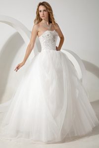 2012 Special Long Tulle Bridal Dress for Church Wedding with Beading