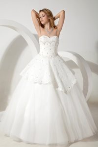 Lace-up Sweetheart Beaded Unique Wedding Gown in Long under 250