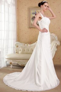 Memorable White Organza Beaded Summer Wedding Dress with Straps