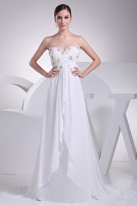 Strapless Ruched Chiffon Dress for Summer Wedding with Appliques