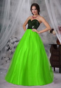 Spring Green and Black Junior Prom Dress in Sequin with Paillette