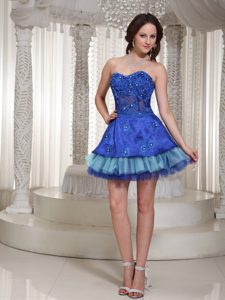 Luxurious Sweetheart Blue Prom Dress with Beading in Organza Best Seller