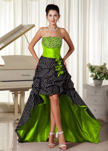 Special Fabric High-low 2013 Prom Cocktail Dress with Beading and Pick Ups
