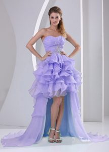 Lilac High-low Sweetheart Prom Homecoming Dresses in Organza with Ruffles