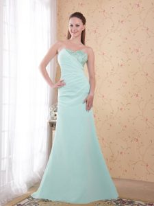 Elegant Sweetheart Chiffon Beaded Prom Dresses for Holiday in Apple Green