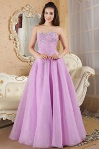 Lavender Sweetheart Prom Party Dress with Beading Made in Organza