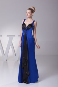 Simple Sheath Ankle-length Prom Holiday Dresses in Blue and Black in Satin
