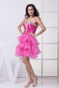 Sweetheart Organza Designer Mini Prom Dress with Ruffles and Rhinestone