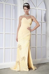 Inexpensive Sweetheart Prom Cocktail Dresses in Light Yellow