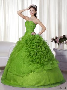Flirty Sweetheart Organza Beading Quinceanera Dress with Rolling Flowers