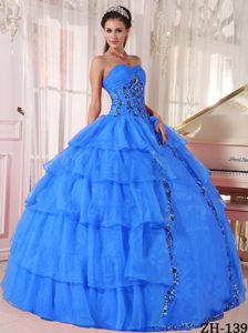 Cute Sweetheart Long Organza Dress for Quinceanera with Paillette