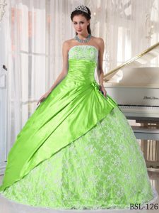 Unique Quinceanera Dresses in Taffeta and Lace in Spring Green