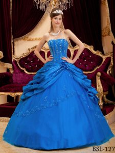 Classic Blue Quinceanera Dresses in Taffeta and Tulle with Lace