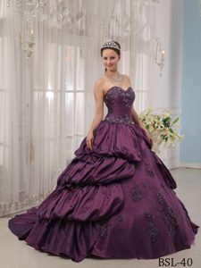 Memorable Purple Sweetheart Quinceanera Gown Dresses with Court Train