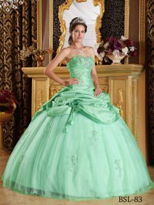 Important Strapless Apple Green Beading Quince Dress