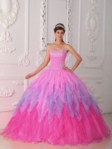 Turn Heads Organza Beading Ruching Dress for Quinceaneras in Baby Pink