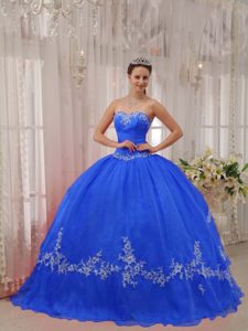 High Quality Blue Sweetheart Dresses for a Quince in Taffeta and Organza