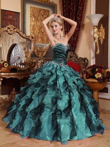 Modest Multi-Color Sweetheart Quinces Dresses with Beading and Ruffles