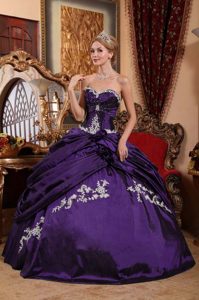 Military Purple Sweetheart Quinceanera Dress with Appliques and Pick-ups