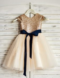 Scoop Champagne Sleeveless Sashes ribbons and Sequins Mini Length Flower Girl Dresses