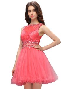 Fabulous Bateau Sleeveless Organza Prom Dresses Beading and Lace Zipper