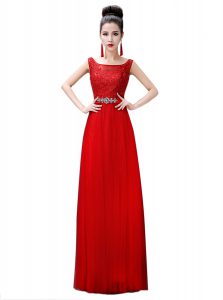 Red Sleeveless Chiffon Zipper Dress for Prom for Prom and Party