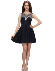 Great Beading Prom Gown Black Zipper Sleeveless Mini Length