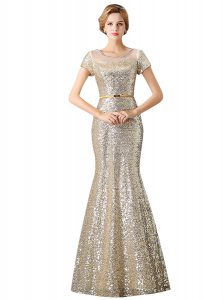 Fantastic Mermaid Champagne Zipper Scoop Sequins Prom Evening Gown Sequined Sleeveless