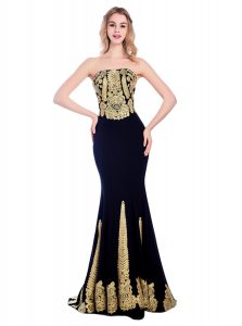 Mermaid Sleeveless Sweep Train Zipper With Train Appliques Prom Evening Gown