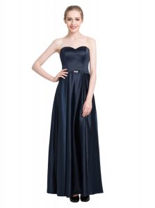 Cute Empire Prom Party Dress Black Sweetheart Satin Sleeveless Floor Length Zipper