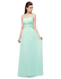 Delicate Scoop Floor Length Column/Sheath Sleeveless Turquoise Prom Evening Gown Zipper