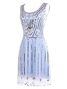Glorious Lavender Scoop Side Zipper Sequins Prom Gown Sleeveless