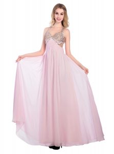 Floor Length Lilac Homecoming Dress Tulle Sleeveless Beading and Bowknot
