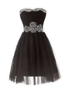 Tulle Sleeveless Mini Length Dress for Prom and Beading