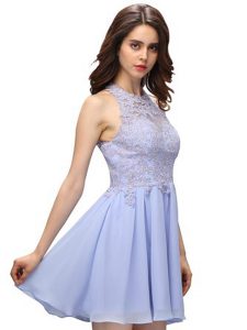 Dramatic Chiffon Halter Top Sleeveless Zipper Beading and Lace in Lavender