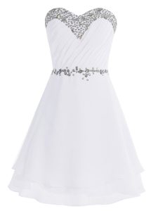 White Sleeveless Chiffon Zipper Dress for Prom for Prom and Party