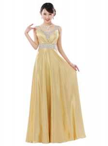 Floor Length Column/Sheath Sleeveless Gold Homecoming Dress Zipper