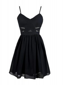 Top Selling Mini Length A-line Sleeveless Black Evening Dress Zipper