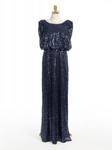 Spectacular Scoop Sleeveless Prom Party Dress Floor Length Sequins Navy Blue Sequined