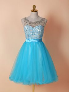 Scoop Sleeveless Beading and Lace Zipper Prom Evening Gown