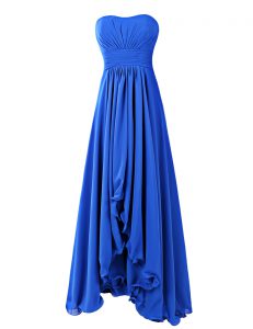 Royal Blue Sleeveless Chiffon Zipper Prom Dresses for Prom and Wedding Party