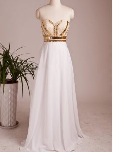 On Sale White Sweetheart Neckline Beading Prom Evening Gown Sleeveless Zipper