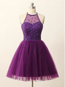 Perfect Halter Top Sleeveless Beading and Sequins Zipper Prom Dresses