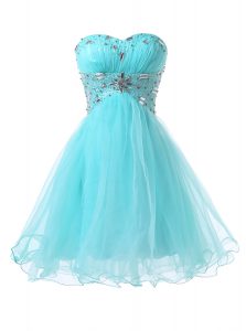 Captivating Blue Sweetheart Neckline Beading Prom Party Dress Sleeveless Lace Up
