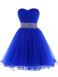 Superior Royal Blue Sleeveless Tulle Lace Up Prom Dresses for Prom