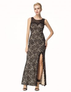 Lace Scoop Sleeveless Zipper Lace Homecoming Dress in Black