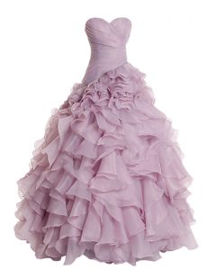 Decent Ruffles Homecoming Dress Lilac Zipper Sleeveless Floor Length