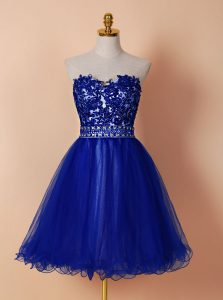 Most Popular Tulle Sleeveless Knee Length Prom Evening Gown and Beading and Appliques