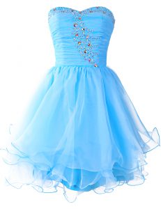 Baby Blue Sweetheart Neckline Beading Prom Evening Gown Sleeveless Lace Up