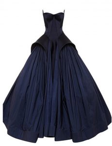 Stylish Strapless Sleeveless Zipper Prom Gown Navy Blue Taffeta